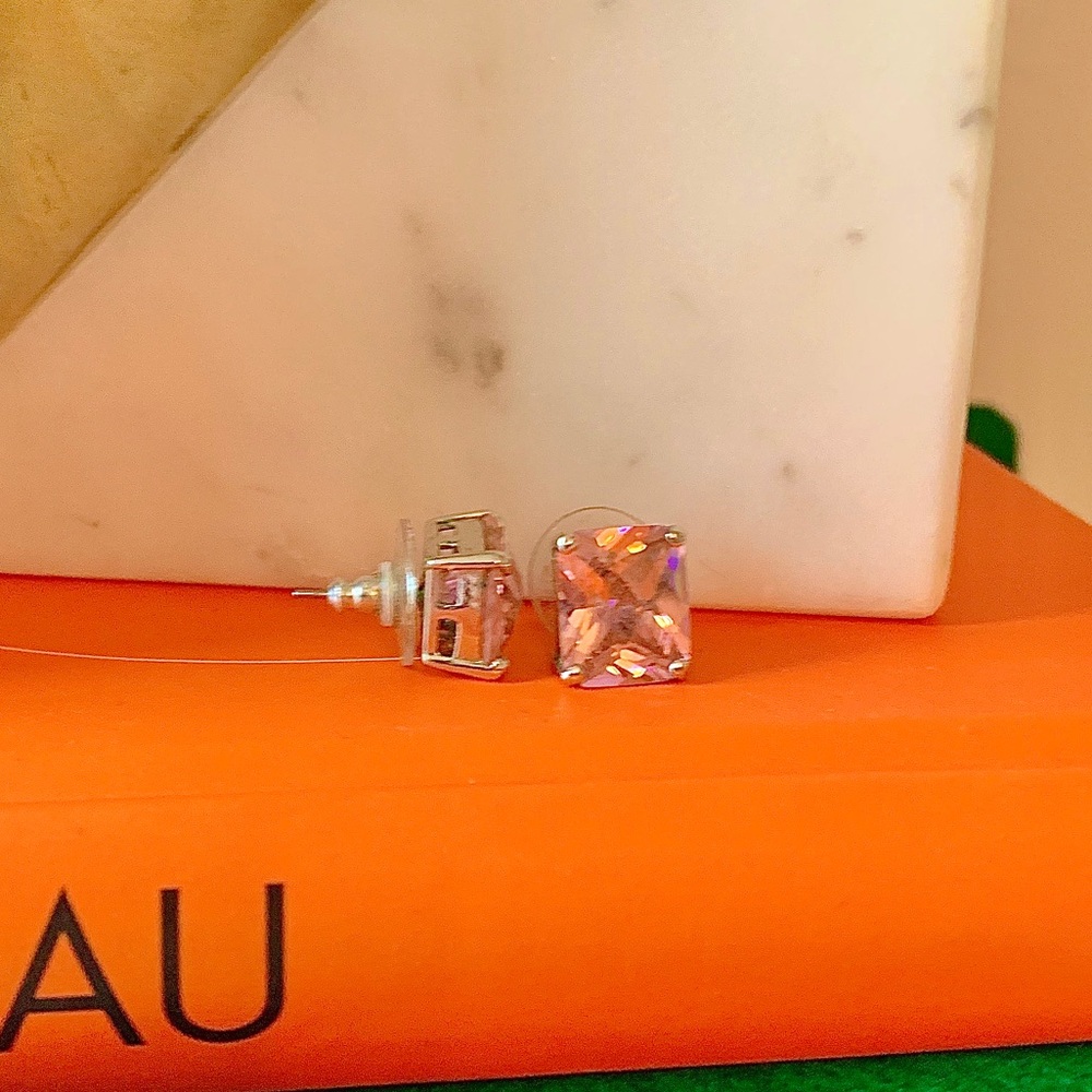 Pink square stone studs